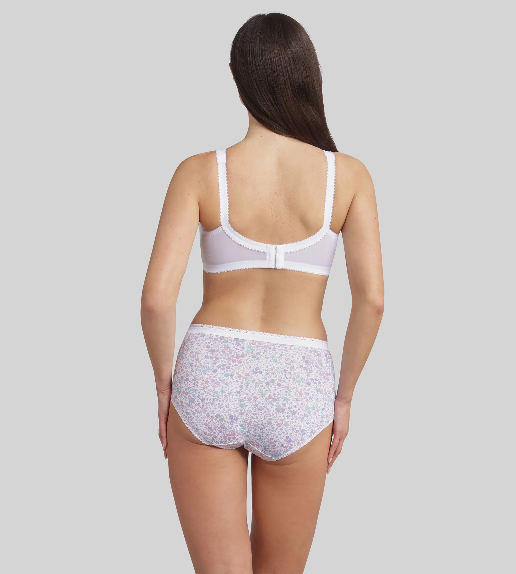 Lot de 3 culottes bleu cobalt, blanc et imprimé fleuri pastel Cotton Stretch - Image 4