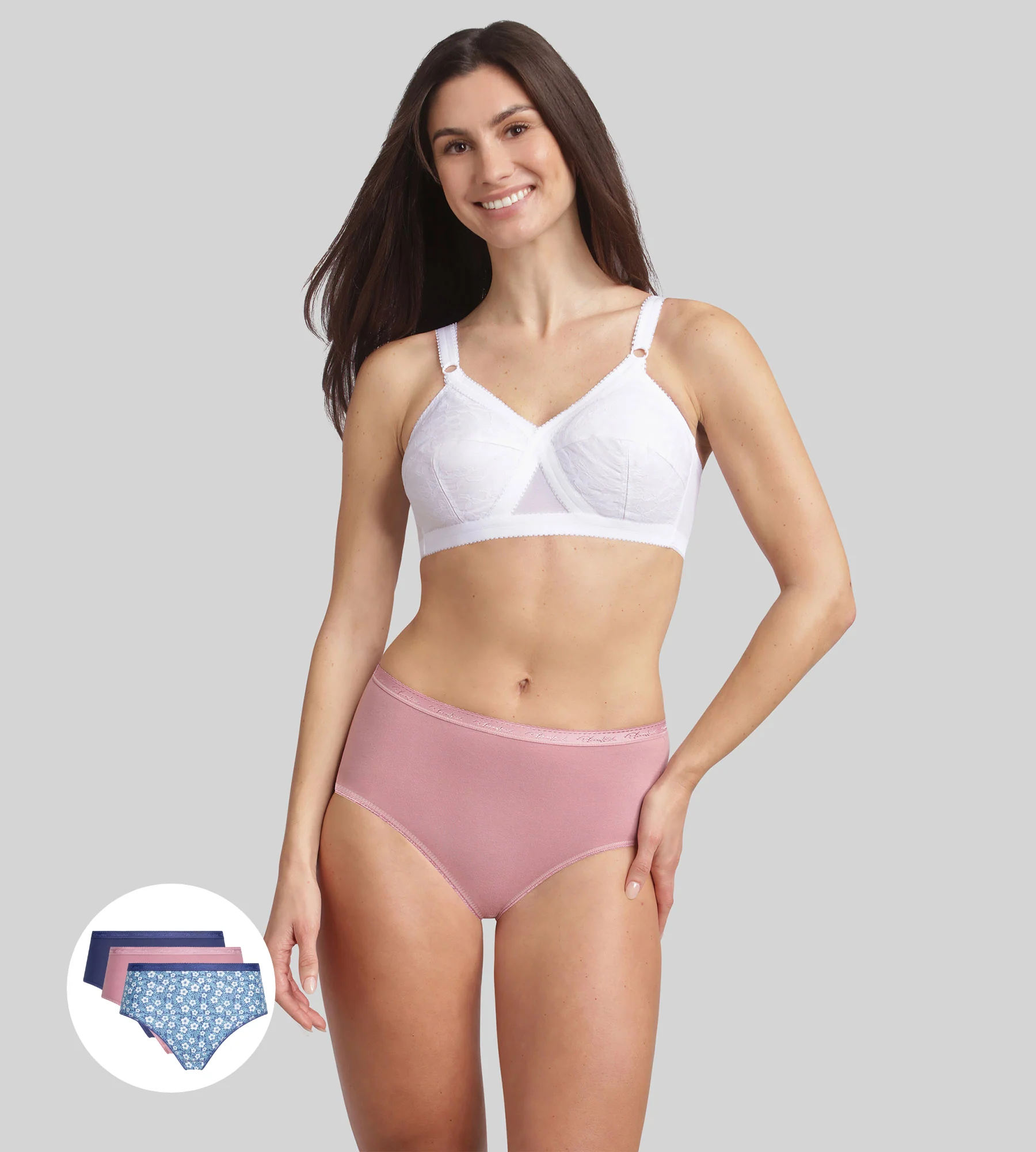 Lot de 3 culottes bleu cobalt , imprimé azur, rose orchidée Coton Bio - Image 3