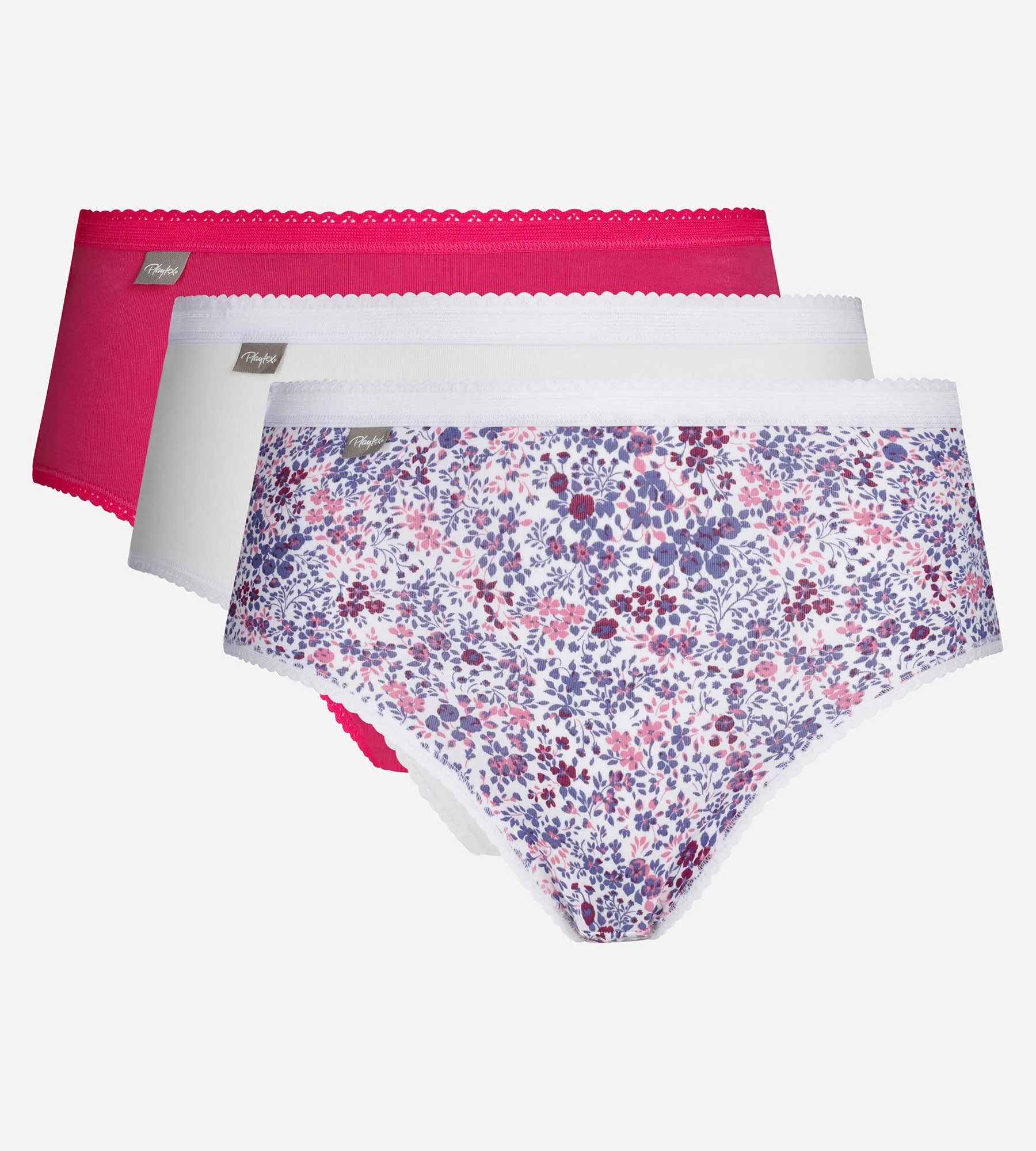 Lot de 3 culottes hibiscus, blanc et imprimé fleuri violet Cotton Stretch - Image 5