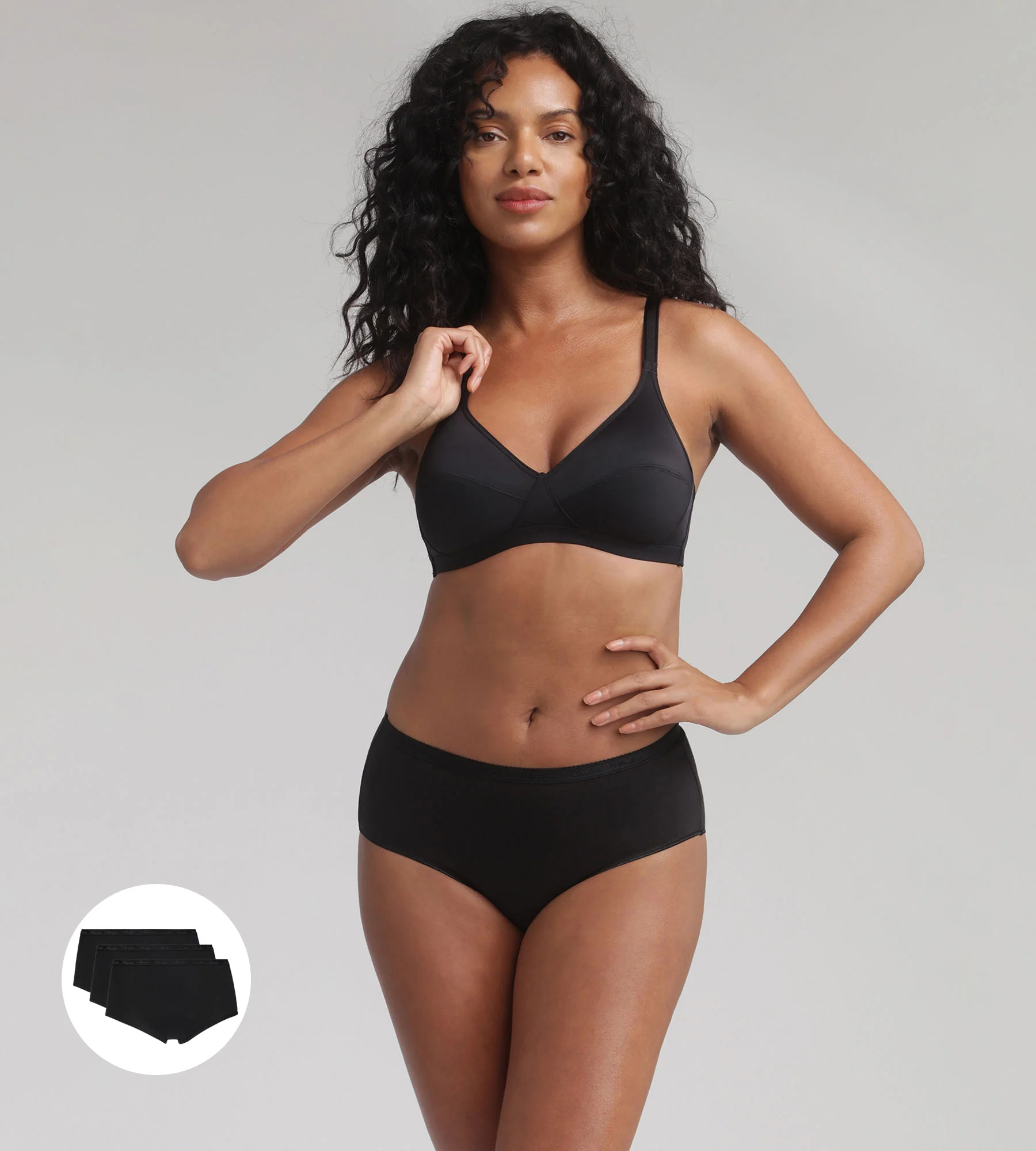 Lot de 3 culottes noires Coton Bio - Image 3