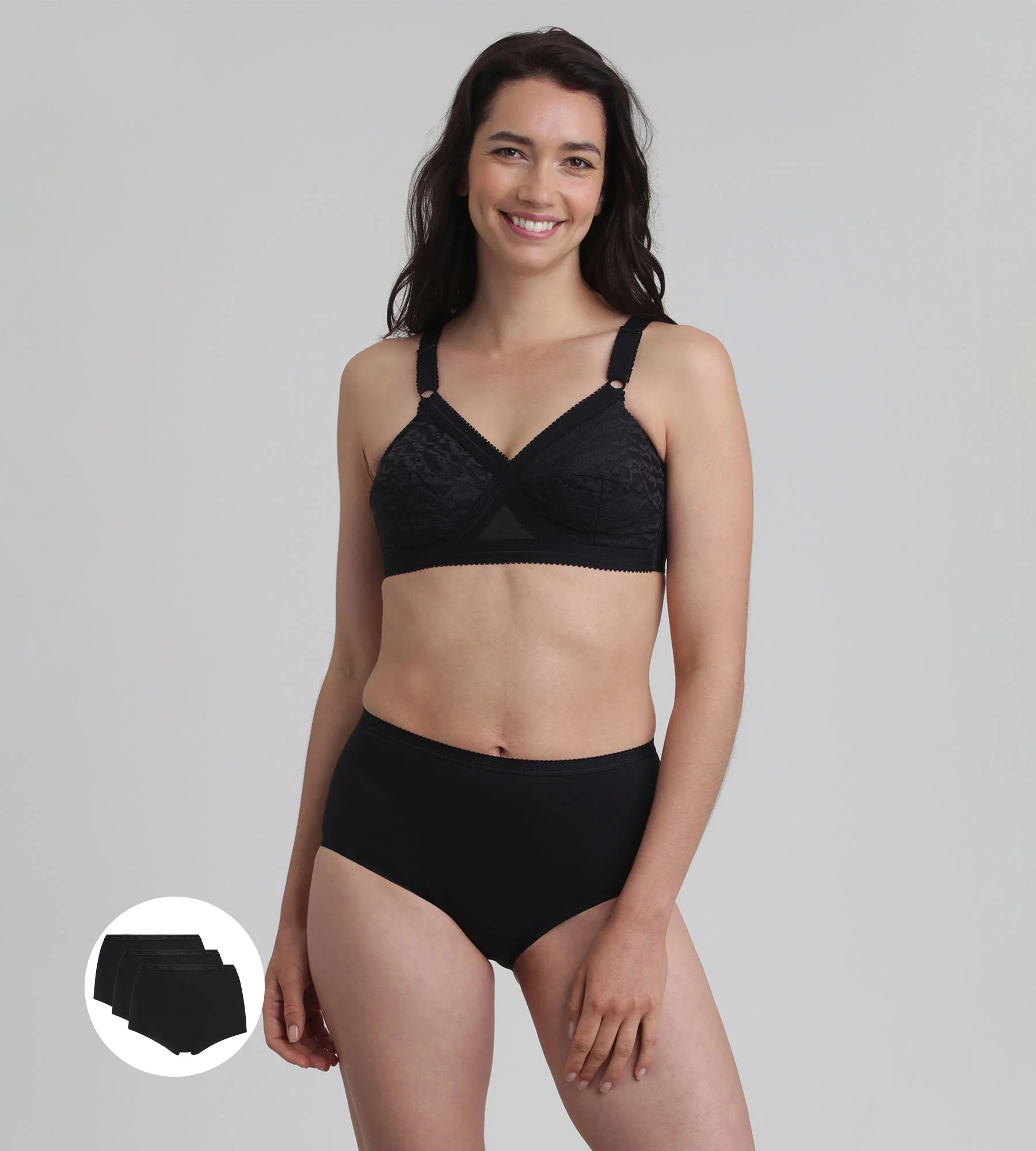Lot de 3 culottes taille haute noires Coton Bio - Image 3