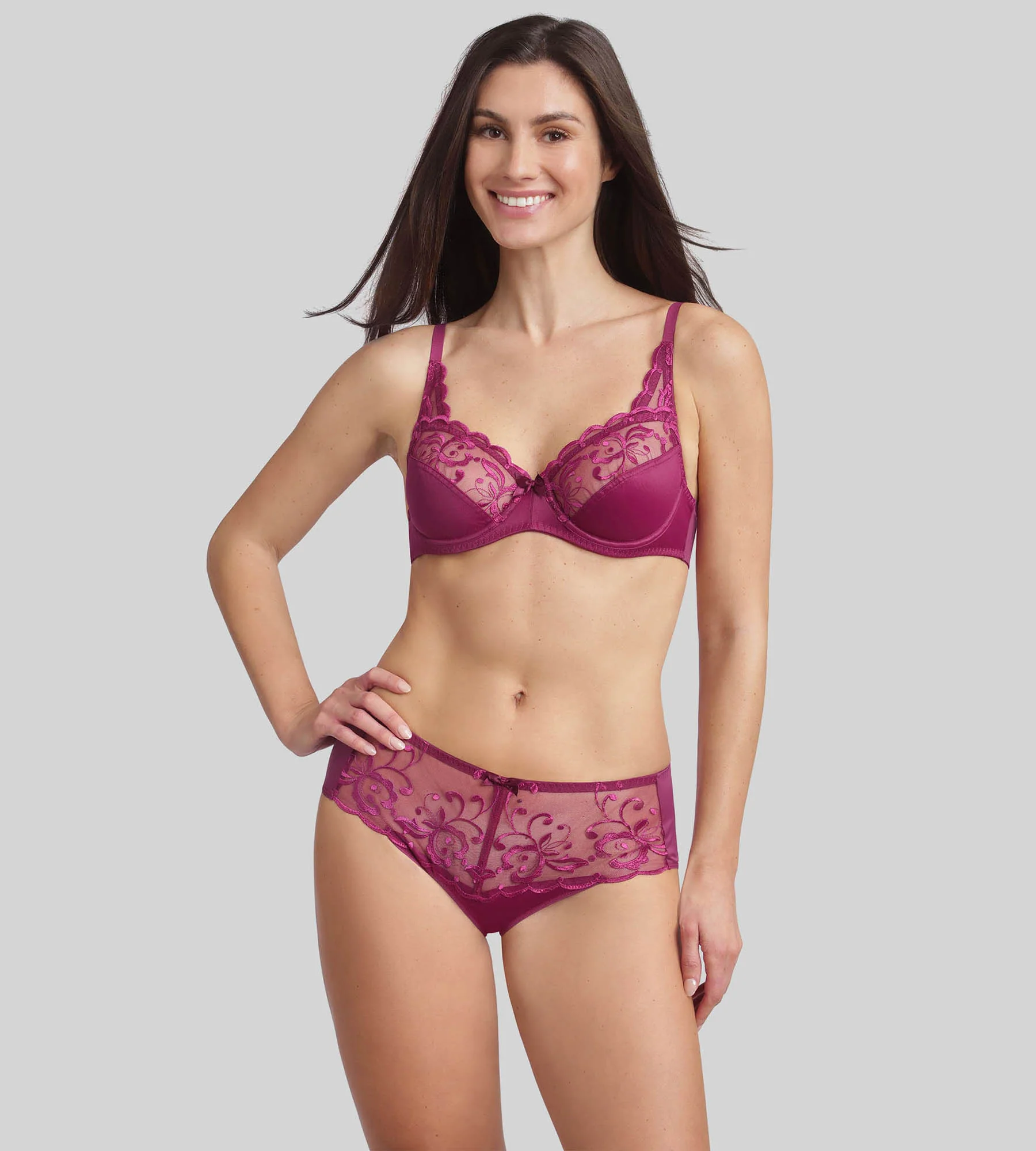 Soutien-gorge emboîtant avec armatures violet imperial Essential Elegance Broderie - Image 3