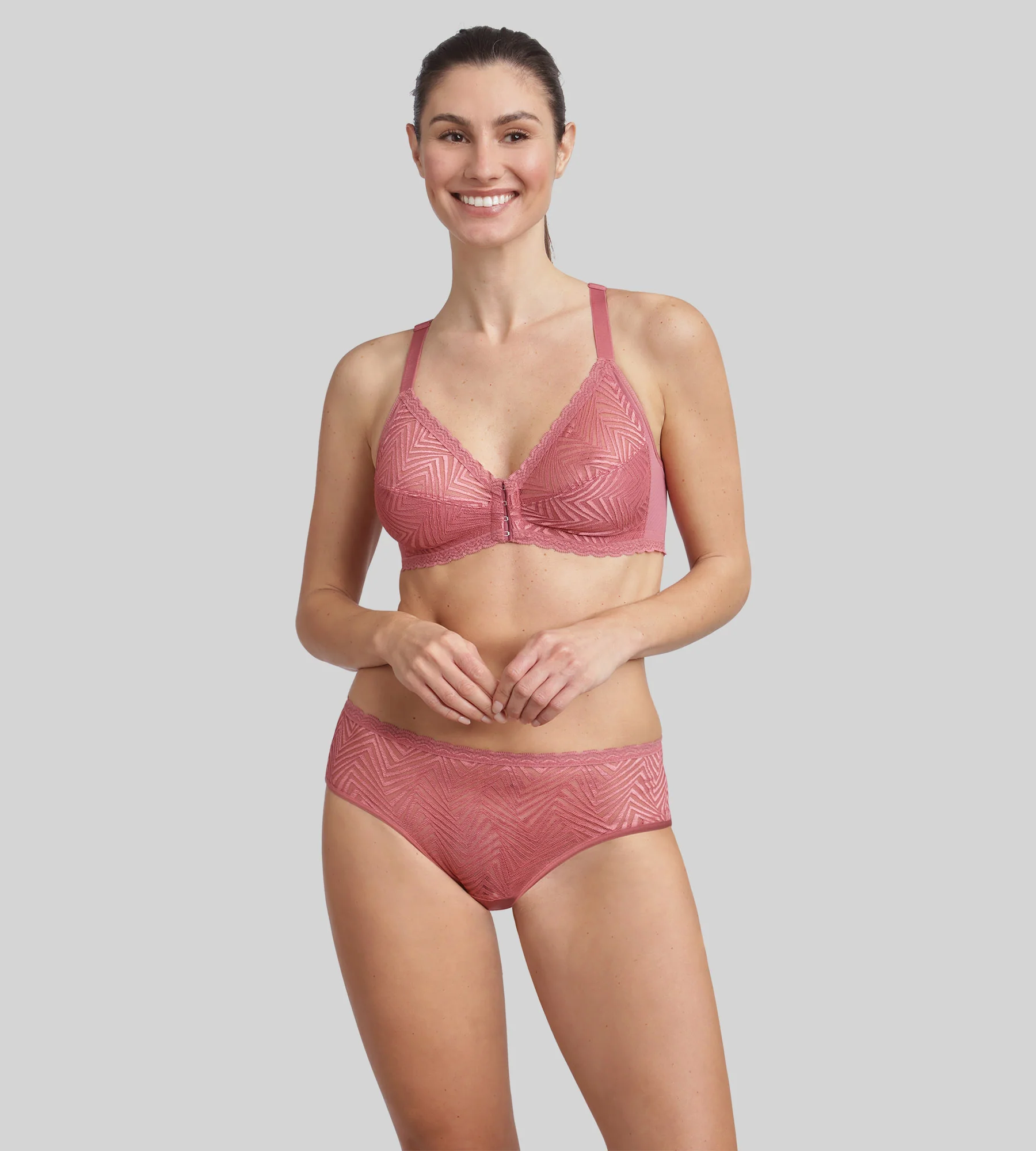 Soutien-gorge ouverture devant sans armatures rose Ideal Posture - Image 3