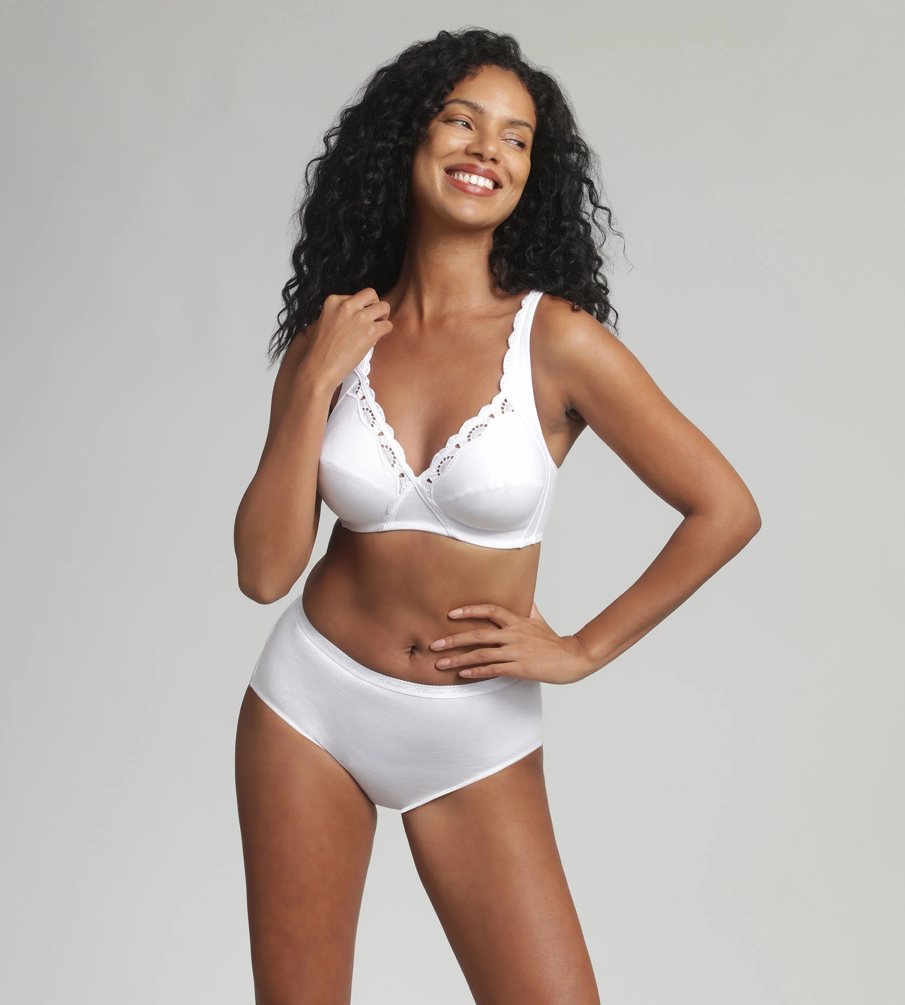 Soutien-gorge sans armatures en coton blanc Cœur Croisé Coton - Image 3