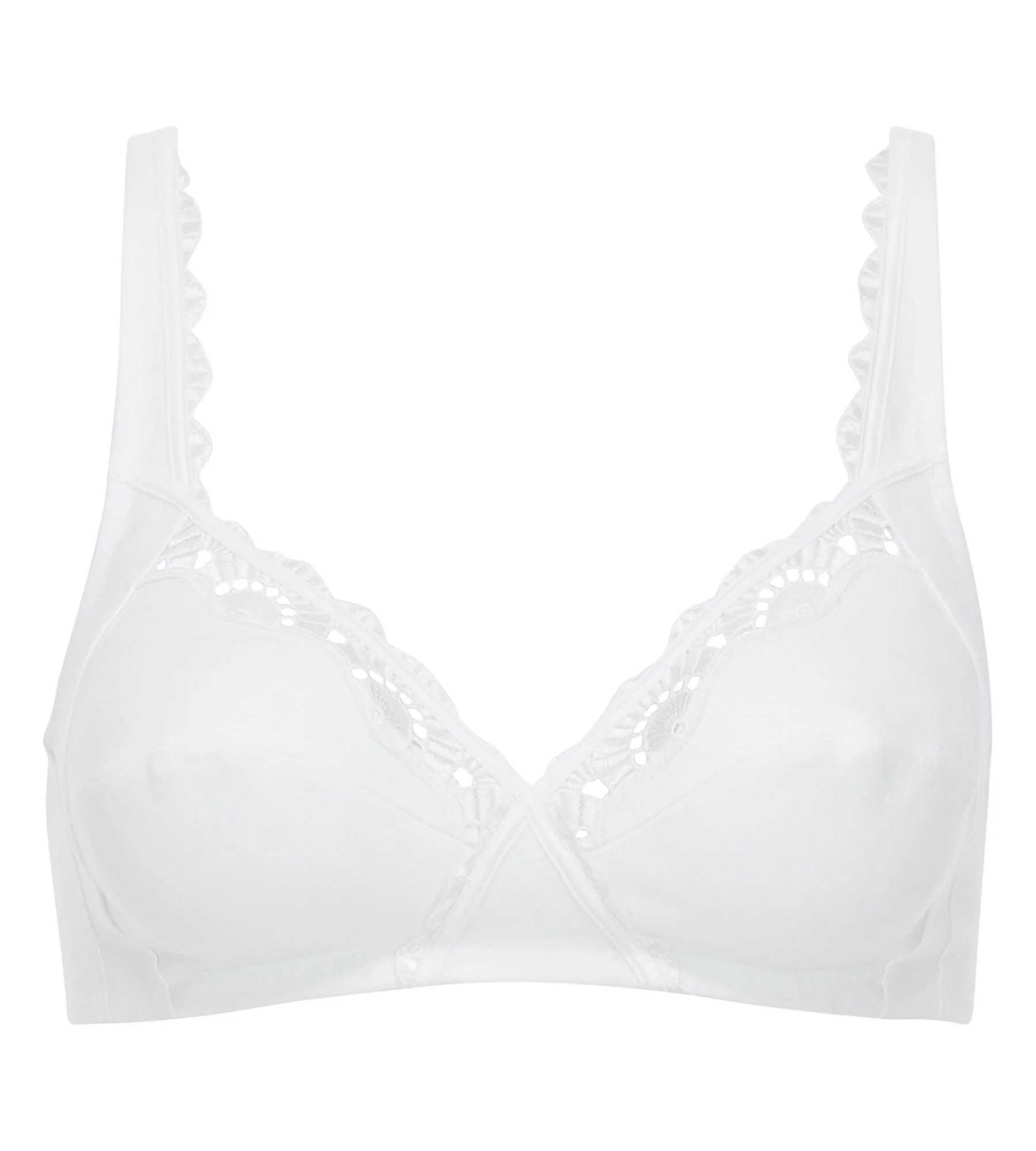 Soutien-gorge sans armatures en coton blanc Cœur Croisé Coton - Image 5