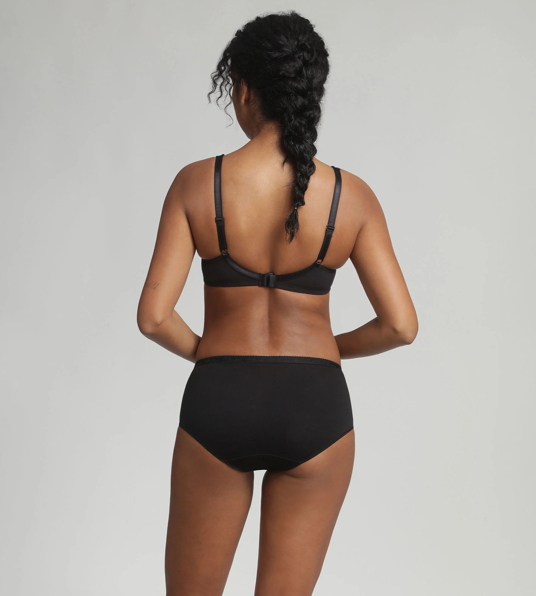 Soutien-gorge sans armatures en coton noir Cœur Croisé Coton - Image 4