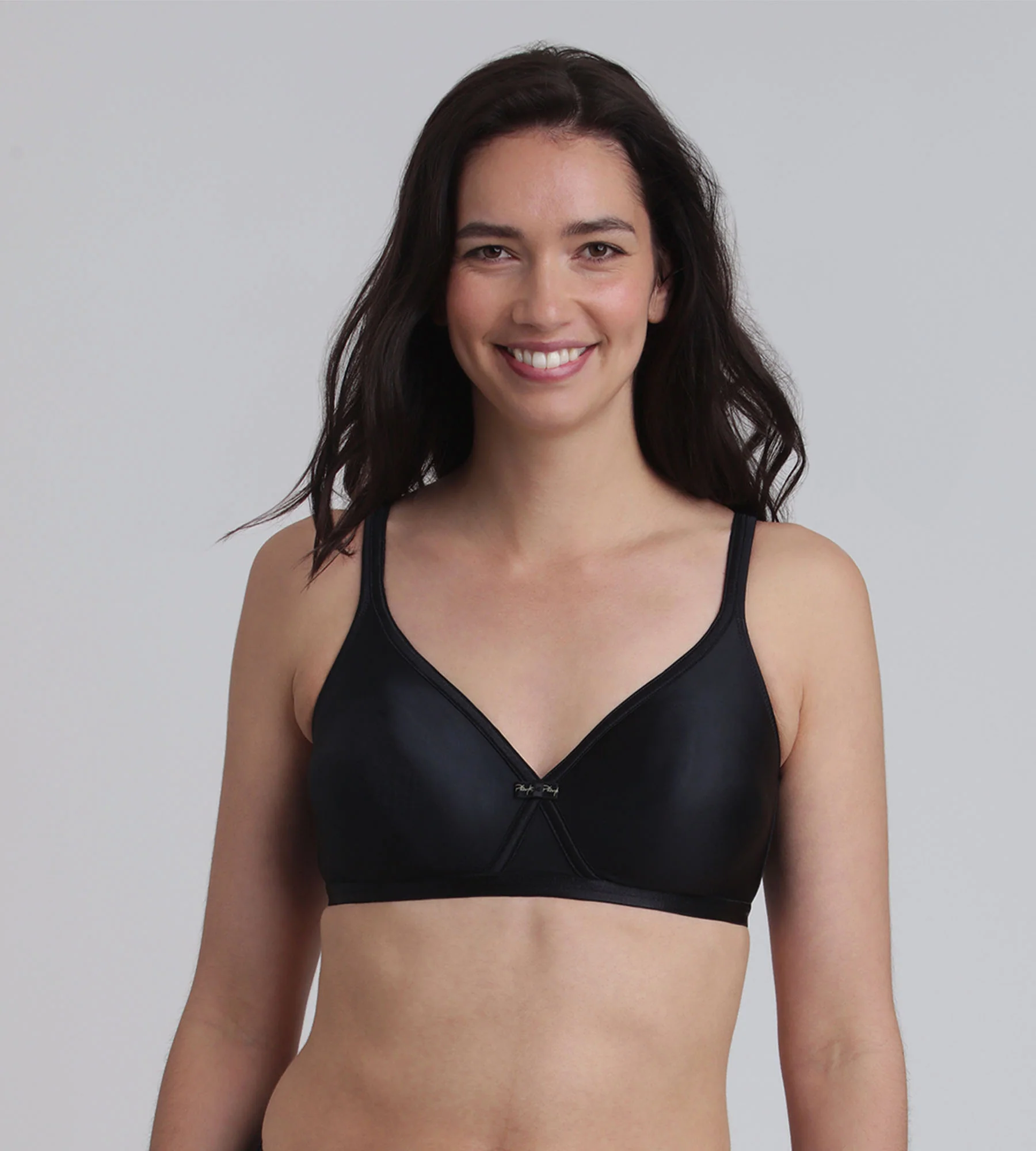Soutien-gorge sans armatures noir effet satiné Cœur Croisé Satiné