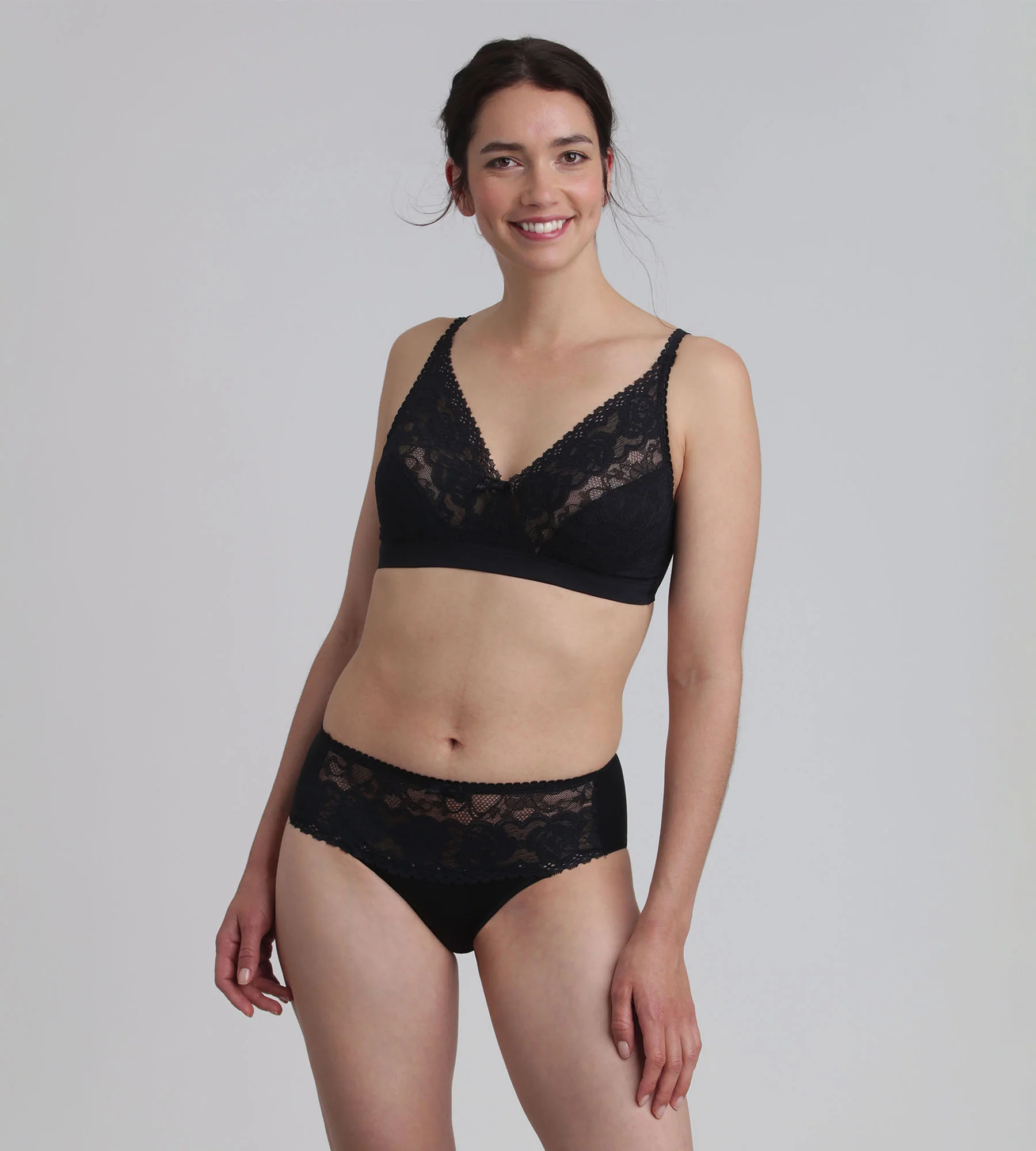Soutien-gorge sans armatures noir Flower Elegance Recyclé - Image 3